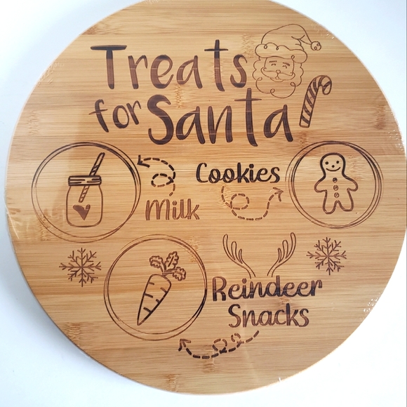 totally bamboo Other - LAZY SUSAN XMAS santas cookie tray, laser engraved Christmas,NEW 14"